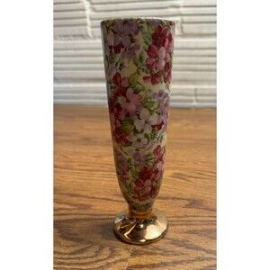 Royal Standard Virginia‎ Stock Chintz Hand-painted Porcelain vase; 7 3/4”; VTG